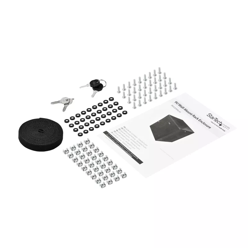 Armário de rede de montagem na parede StarTech.com 4 postes 9U com prateleira 1U, rack de servidor de parede 19 polegadas para equipamentos de dados/AV/eletrónica/informática, caixa de rack ventilada pequena