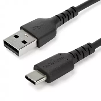 Cabo de carregamento USB-A para USB-C StarTech.com 1m – cabo robusto de carregamento rápido e sincronização USB 2.0 para USB Type-C – revestimento TPE durável fibra de aramida M/M 3A preto – Samsung S10, iPad Pro, Pixel