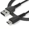 Cabo de carregamento USB-A para USB-C StarTech.com 1m – cabo robusto de carregamento rápido e sincronização USB 2.0 para USB Type-C – revestimento TPE durável fibra de aramida M/M 3A preto – Samsung S10, iPad Pro, Pixel