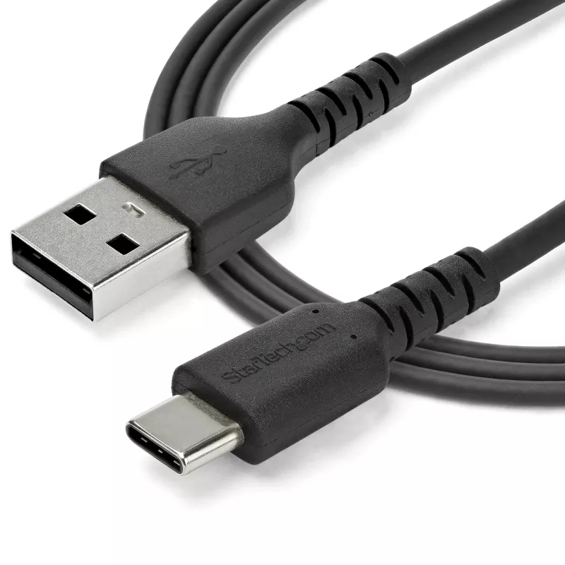Cabo de carregamento USB-A para USB-C StarTech.com 2m – cabo robusto de carregamento rápido e sincronização USB 2.0 para USB Type-C – revestimento TPE resistente fibra de aramida M/M 3A preto – Samsung S10, iPad Pro, Pixel