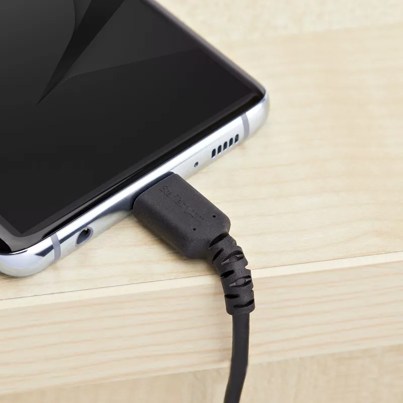 Cabo de carregamento USB-A para USB-C StarTech.com 2m – cabo robusto de carregamento rápido e sincronização USB 2.0 para USB Type-C – revestimento TPE resistente fibra de aramida M/M 3A preto – Samsung S10, iPad Pro, Pixel