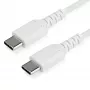 Cabo de carregamento USB-C StarTech.com 1m – cabo robusto de carregamento rápido e sincronização USB 2.0 Type-C para USB-C para portátil – revestimento TPE fibra de aramida M/M 60W branco – Samsung S10 S20 iPad Pro MS Surface