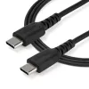 Cabo de carregamento USB-C StarTech.com 2m – cabo robusto de carregamento rápido e sincronização USB 2.0 Type-C para USB-C para portátil – revestimento TPE fibra de aramida M/M 60W preto – Samsung S10 S20 iPad Pro MS Surface
