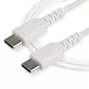 Cabo de carregamento USB-C StarTech.com 2m – cabo robusto de carregamento rápido e sincronização USB 2.0 Type-C para USB-C para portátil – revestimento TPE fibra de aramida M/M 60W branco – Samsung S10 S20 iPad Pro MS Surface