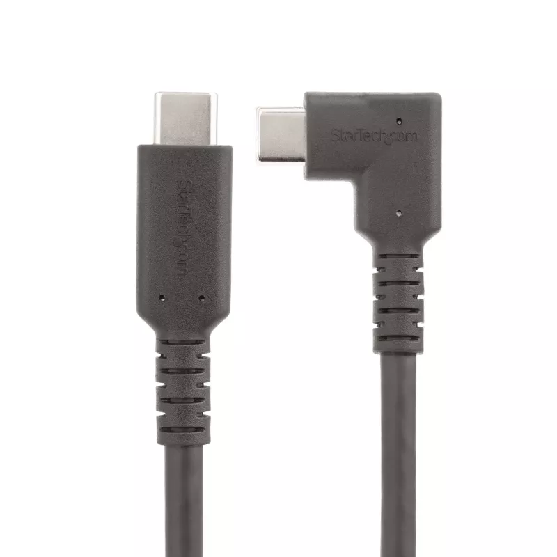 Cabo USB-C StarTech.com 2m, angular, USB 5Gbps, 100W (5A) Power Delivery, 4K 60Hz DP Alt Mode, cabo USB-C robusto – compatível com Thunderbolt
