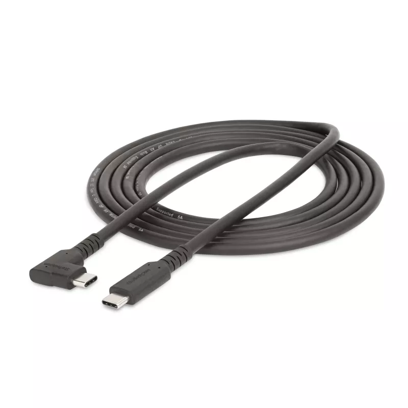 Cabo USB-C StarTech.com 2m, angular, USB 5Gbps, 100W (5A) Power Delivery, 4K 60Hz DP Alt Mode, cabo USB-C robusto – compatível com Thunderbolt