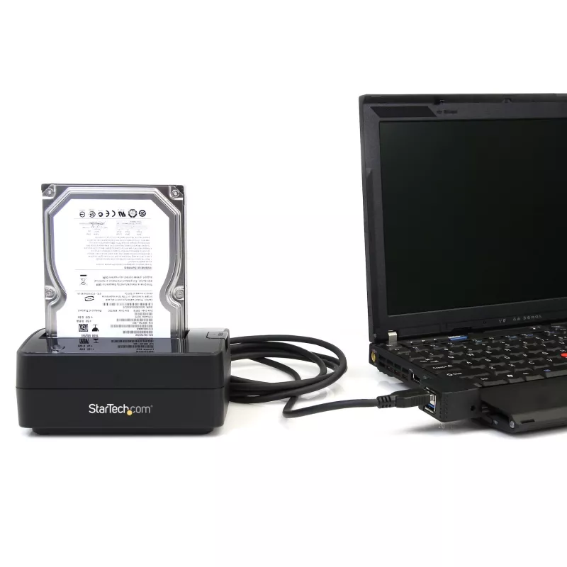 Docking station para disco rígido USB 3.0 para SATA StarTech.com de uma baía, dock para disco rígido USB 3.0 (5 Gbit/s), docking station externa para HDD/SSD SATA I/II/III de 2,5/3,5 polegadas, inserção de disco rígido de carregamento superior