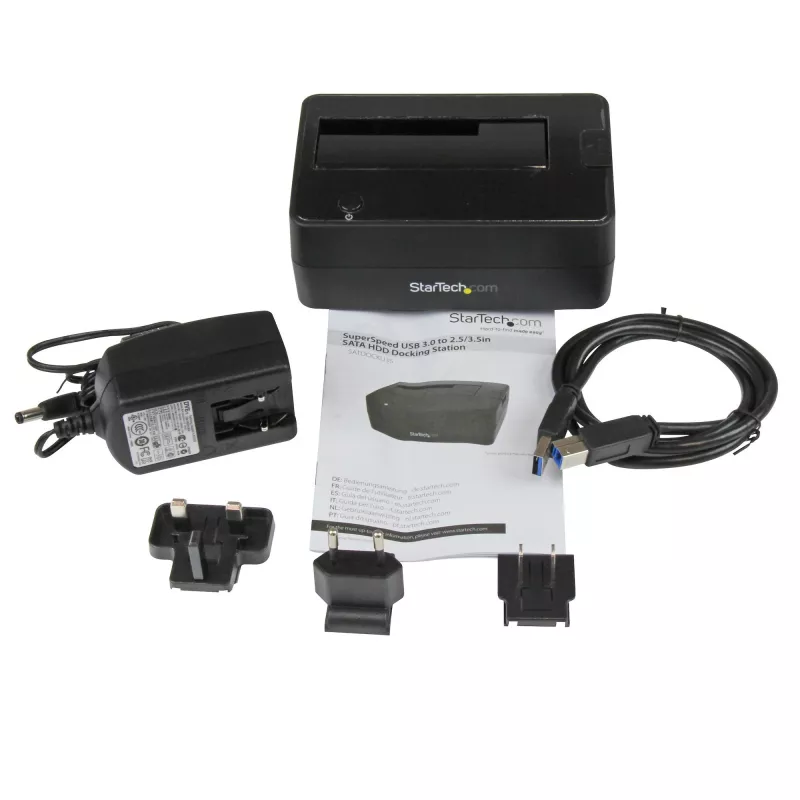 Docking station para disco rígido USB 3.0 para SATA StarTech.com de uma baía, dock para disco rígido USB 3.0 (5 Gbit/s), docking station externa para HDD/SSD SATA I/II/III de 2,5/3,5 polegadas, inserção de disco rígido de carregamento superior