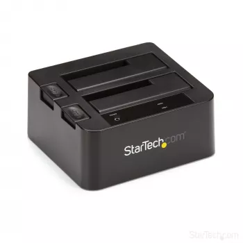 Docking station para disco rígido USB 3.2 Gen 2 para SATA StarTech.com de duas baías, dock para disco rígido USB 10Gbps, docking station externa para SSD/HDD SATA I/II/III de 2,5/3,5 polegadas, inserção de disco rígido hot-swap, carregamento superior