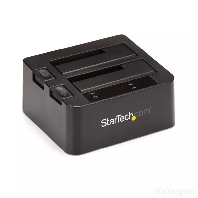 Docking station para disco rígido USB 3.2 Gen 2 para SATA StarTech.com de duas baías, dock para disco rígido USB 10Gbps, docking station externa para SSD/HDD SATA I/II/III de 2,5/3,5 polegadas, inserção de disco rígido hot-swap, carregamento superior