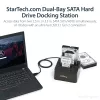 Docking station para disco rígido USB 3.2 Gen 2 para SATA StarTech.com de duas baías, dock para disco rígido USB 10Gbps, docking station externa para SSD/HDD SATA I/II/III de 2,5/3,5 polegadas, inserção de disco rígido hot-swap, carregamento superior