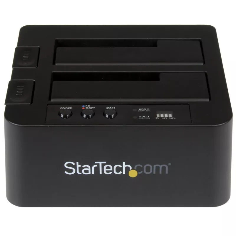 Duplicador de discos rígidos autónomo StarTech.com, clonador/copiador HDD/SSD de duas baías, docking station USB 3.1 (10 Gbit/s) para SATA III HDD/SSD, dock duplicador de discos rígidos, clonador de discos rígidos