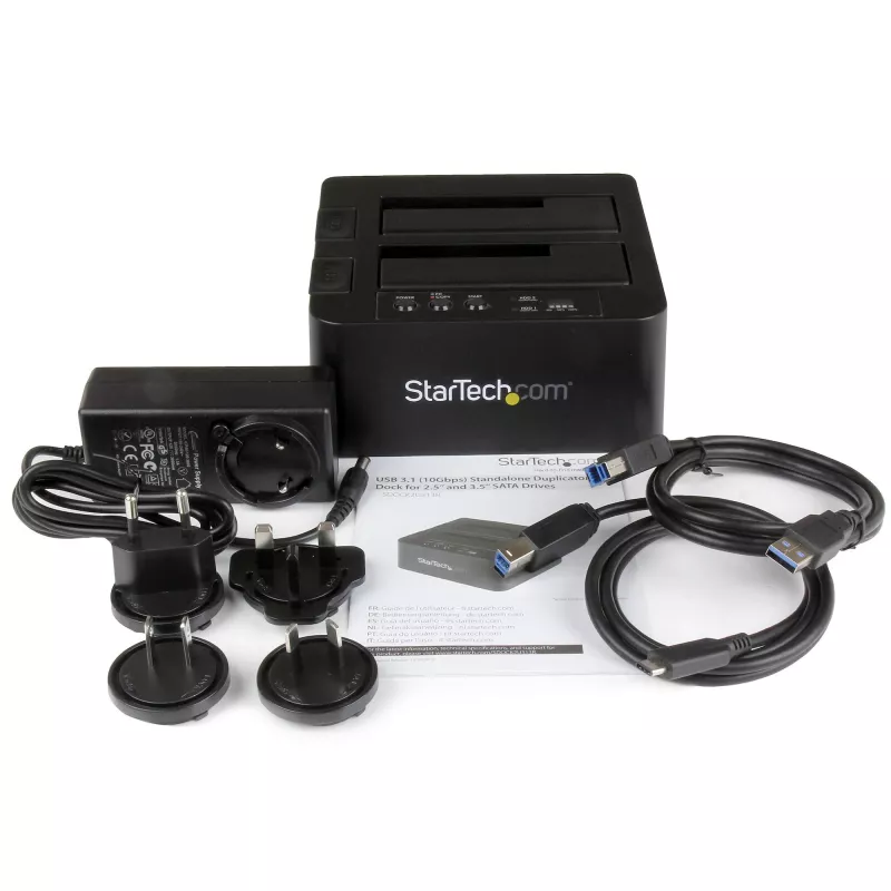 Duplicador de discos rígidos autónomo StarTech.com, clonador/copiador HDD/SSD de duas baías, docking station USB 3.1 (10 Gbit/s) para SATA III HDD/SSD, dock duplicador de discos rígidos, clonador de discos rígidos