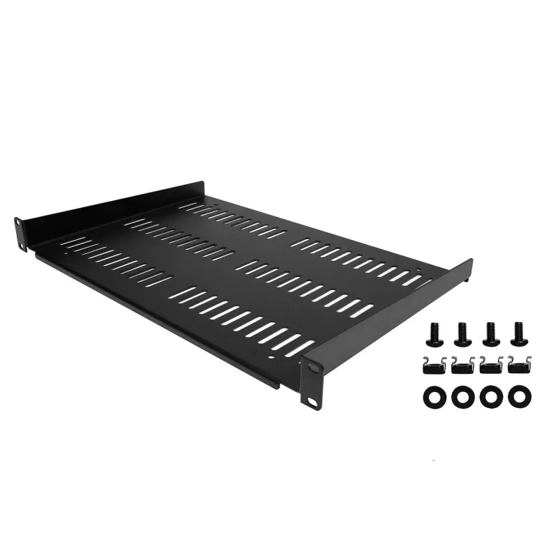 Prateleira de rack de servidor StarTech.com 1U - Bandeja cantilever universal ventilada para montagem em rack de 19 polegadas para equipamento de rede e armário - Design durável - Capacidade de peso 55lb/25kg - Prateleira de 12 polegadas de profundidade, preto