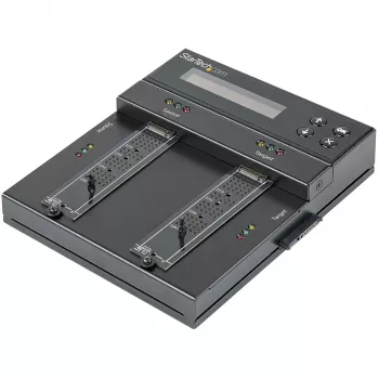Duplicador e apagador M.2 SATA e M.2 NVMe autónomo StarTech.com - Clonador/apagador HDD/SSD para M.2 PCIe AHCI/NVMe, M.2 SATA, discos SATA de 2,5/3,5 polegadas - Apagador/duplicador de discos rígidos externo, TAA