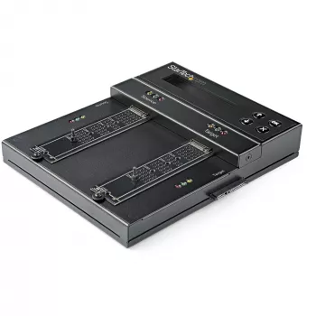 Duplicador e apagador M.2 SATA e M.2 NVMe autónomo StarTech.com - Clonador/apagador HDD/SSD para M.2 PCIe AHCI/NVMe, M.2 SATA, discos SATA de 2,5/3,5 polegadas - Apagador/duplicador de discos rígidos externo, TAA