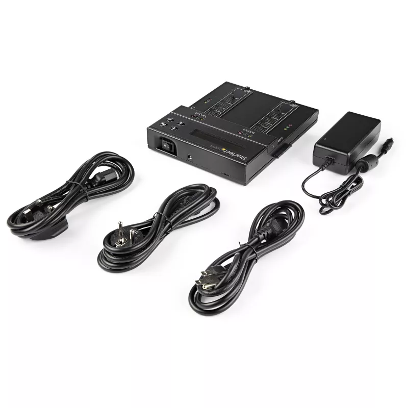 Duplicador e apagador M.2 SATA e M.2 NVMe autónomo StarTech.com - Clonador/apagador HDD/SSD para M.2 PCIe AHCI/NVMe, M.2 SATA, discos SATA de 2,5/3,5 polegadas - Apagador/duplicador de discos rígidos externo, TAA
