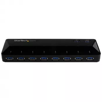 Hub USB 3.0 StarTech.com 10 portas com portas de carregamento e sincronização – 2 portas de 1,5 A~Hub USB 3.0 10 portas com portas de carregamento e sincronização – 5 Gbit/s – 2 portas de 1,5 A