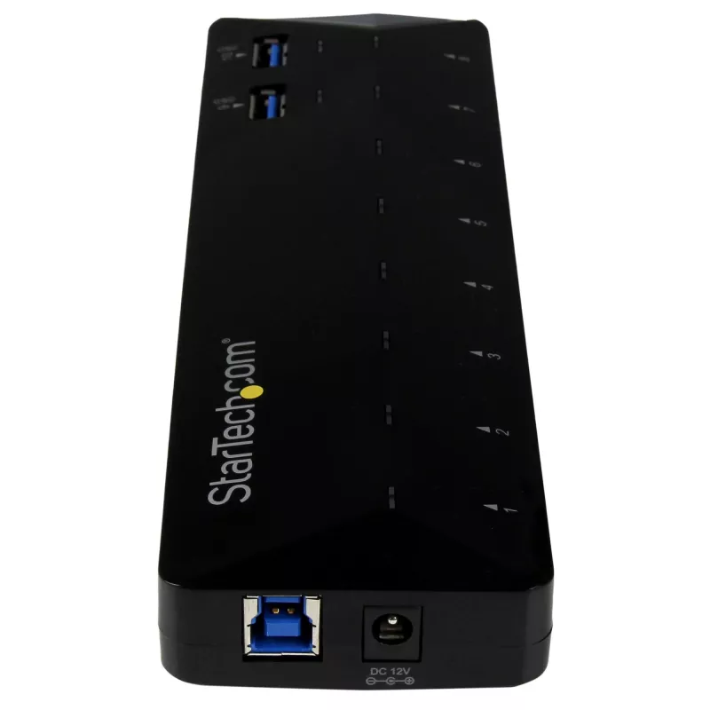 Hub USB 3.0 StarTech.com 10 portas com portas de carregamento e sincronização – 2 portas de 1,5 A~Hub USB 3.0 10 portas com portas de carregamento e sincronização – 5 Gbit/s – 2 portas de 1,5 A