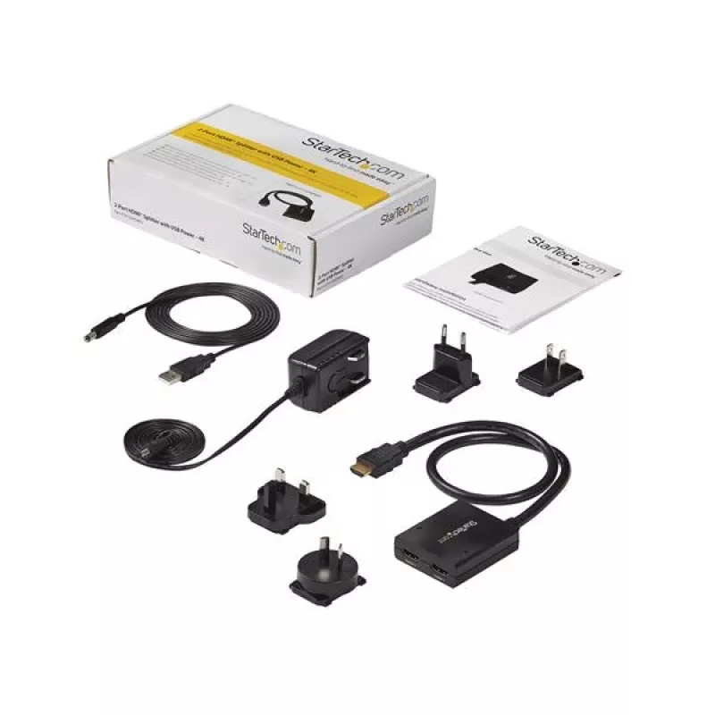 Splitter de vídeo HDMI 4K StarTech.com 2 portas – Splitter HDMI 1x2 – Alimentação por USB ou fonte de alimentação – 4K 30 Hz