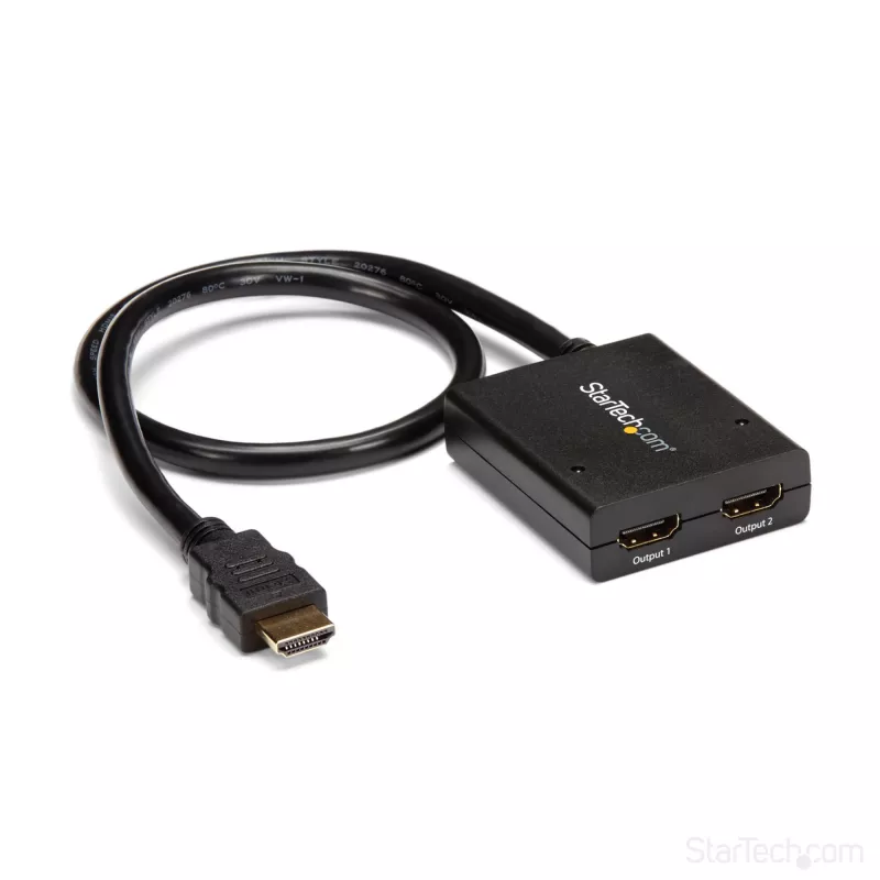 Splitter de vídeo HDMI 4K StarTech.com 2 portas – Splitter HDMI 1x2 – Alimentação por USB ou fonte de alimentação – 4K 30 Hz