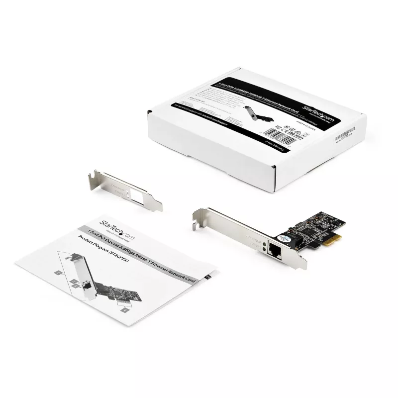 Placa de rede StarTech.com 2,5 Gbit/s 2.5GBASE-T PCIe, interna, com fios, PCI Express, Ethernet, 2500 Mbit/s, preto