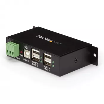 Hub USB 2.0 StarTech.com 4 portas - Hub USB-A industrial em metal - Montagem em calha DIN, parede ou mesa - Hub de dados USB - Hub de expansão USB compatível com TAA