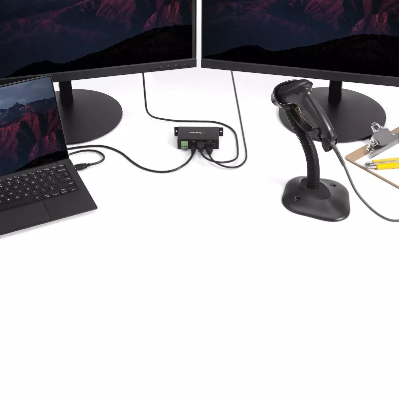 Hub USB 2.0 StarTech.com 4 portas - Hub USB-A industrial em metal - Montagem em calha DIN, parede ou mesa - Hub de dados USB - Hub de expansão USB compatível com TAA