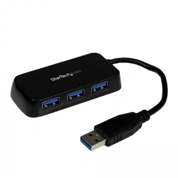 Mini hub USB 3.0 SuperSpeed portátil StarTech.com 4 portas - preto~Mini hub USB 3.0 SuperSpeed portátil 4 portas - 5 Gbit/s - preto
