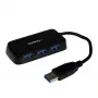 Mini hub USB 3.0 SuperSpeed portátil StarTech.com 4 portas - preto~Mini hub USB 3.0 SuperSpeed portátil 4 portas - 5 Gbit/s - preto