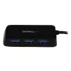 Mini hub USB 3.0 SuperSpeed portátil StarTech.com 4 portas - preto~Mini hub USB 3.0 SuperSpeed portátil 4 portas - 5 Gbit/s - preto