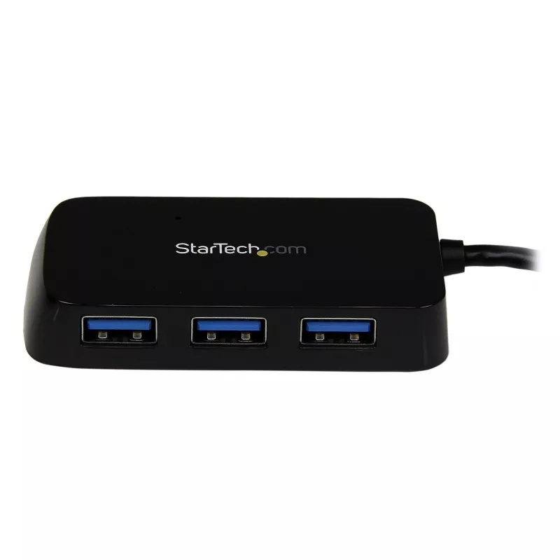 Mini hub USB 3.0 SuperSpeed portátil StarTech.com 4 portas - preto~Mini hub USB 3.0 SuperSpeed portátil 4 portas - 5 Gbit/s - preto