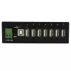 StarTech.com ST7200USBM hub USB 2.0 industrial de 7 portas, caixa metálica, proteção ESD e contra sobretensões, montagem em calha DIN/parede/secretária, 7–24 V DC, em conformidade com TAA, preto