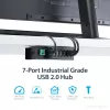 StarTech.com ST7200USBM hub USB 2.0 industrial de 7 portas, caixa metálica, proteção ESD e contra sobretensões, montagem em calha DIN/parede/secretária, 7–24 V DC, em conformidade com TAA, preto