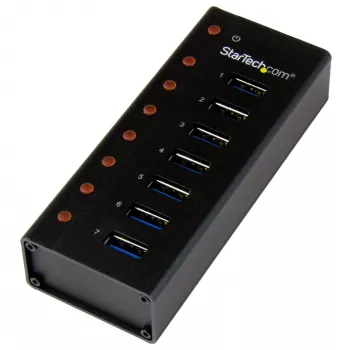 Hub USB 3.0 StarTech.com 7 portas - Caixa metálica para secretária ou montagem na parede~Hub USB 3.0 7 portas (5 Gbit/s) - Caixa metálica para secretária ou montagem na parede