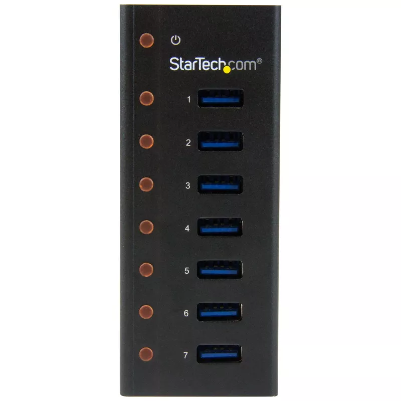 Hub USB 3.0 StarTech.com 7 portas - Caixa metálica para secretária ou montagem na parede~Hub USB 3.0 7 portas (5 Gbit/s) - Caixa metálica para secretária ou montagem na parede