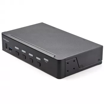 Switch KVM HDMI StarTech.com 4 portas – Monitor único 4K 60 Hz Ultra HD HDR – Switch KVM HDMI 2.0 para secretária com hub USB 3.0 de 2 portas (5 Gbit/s) e 4x USB 2.0 HID, áudio – Comutação por teclas de atalho – TAA