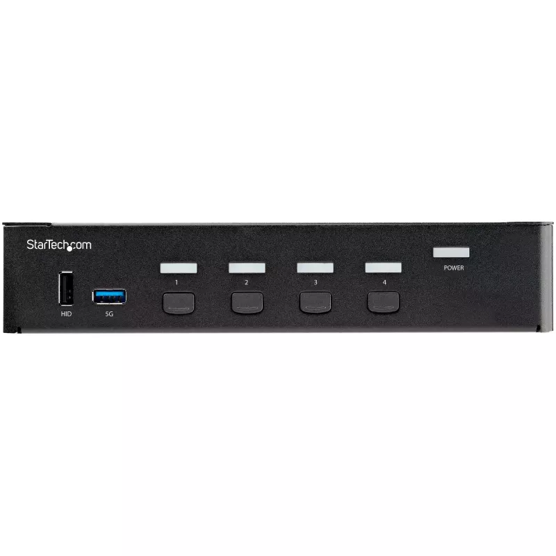 Switch KVM HDMI StarTech.com 4 portas – Monitor único 4K 60 Hz Ultra HD HDR – Switch KVM HDMI 2.0 para secretária com hub USB 3.0 de 2 portas (5 Gbit/s) e 4x USB 2.0 HID, áudio – Comutação por teclas de atalho – TAA