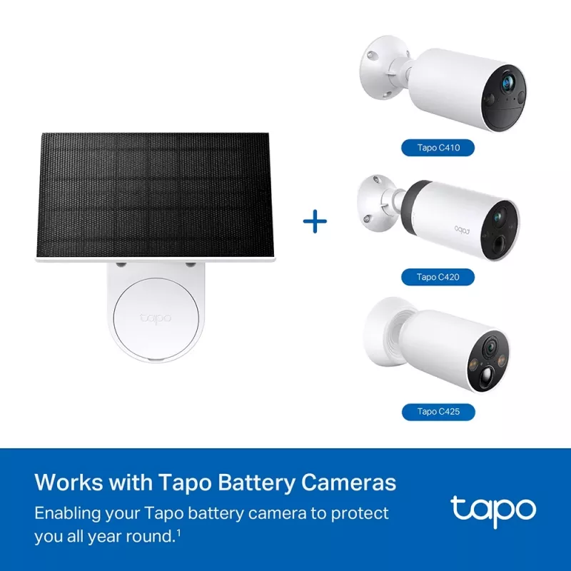 TP-Link Tapo A201 painel solar, 2,5 W, IP65, cabo de 4 m, para câmaras com bateria Tapo