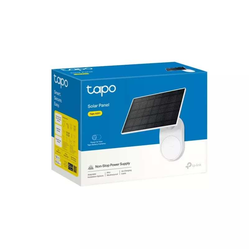 TP-Link Tapo A201 painel solar, 2,5 W, IP65, cabo de 4 m, para câmaras com bateria Tapo