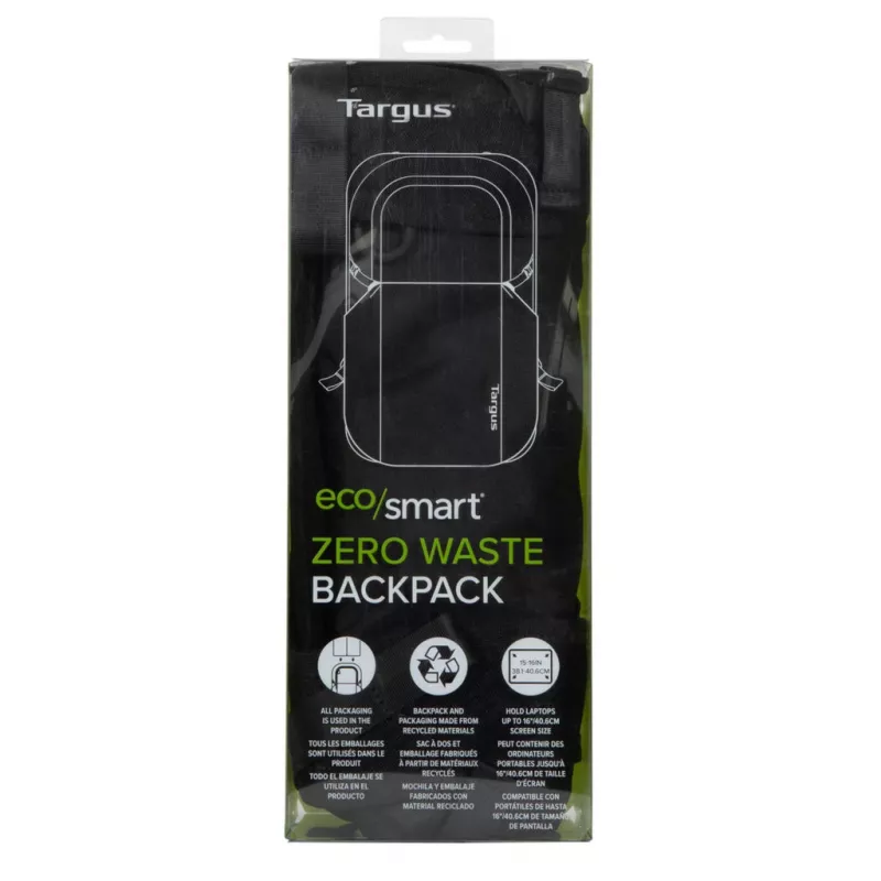 Targus TBB641GL EcoSmart Zero Waste mochila para portátil de 15–16 polegadas, de plástico, preta
