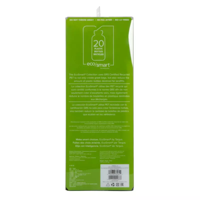 Targus TBB641GL EcoSmart Zero Waste mochila para portátil de 15–16 polegadas, de plástico, preta