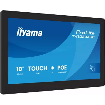 Ecrã de sinalização iiyama TW1023ASC-B3P design quiosque 25,6 cm (10,1 polegadas) Wi-Fi 385 cd/m² WXGA preto ecrã tátil processador integrado Android 24/7
