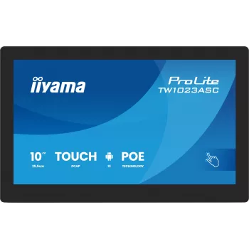 Ecrã de sinalização iiyama TW1023ASC-B3P design quiosque 25,6 cm (10,1 polegadas) Wi-Fi 385 cd/m² WXGA preto ecrã tátil processador integrado Android 24/7