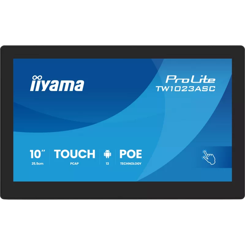 Ecrã de sinalização iiyama TW1023ASC-B3P design quiosque 25,6 cm (10,1 polegadas) Wi-Fi 385 cd/m² WXGA preto ecrã tátil processador integrado Android 24/7