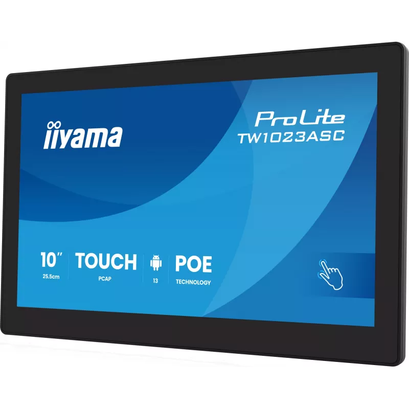 Ecrã de sinalização iiyama TW1023ASC-B3P design quiosque 25,6 cm (10,1 polegadas) Wi-Fi 385 cd/m² WXGA preto ecrã tátil processador integrado Android 24/7