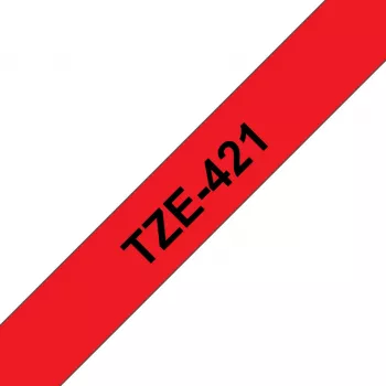 Fita de etiquetar Brother TZE-421 preto sobre vermelho