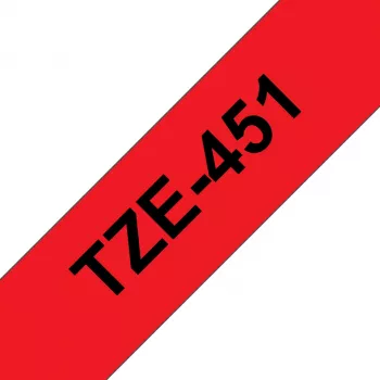 Fita de etiquetar Brother TZE-451 preto sobre vermelho TZ