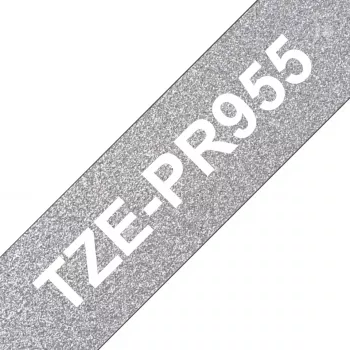 Fita de etiquetar Brother TZE-PR955 branco sobre prateado