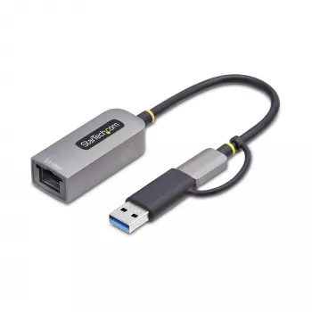 Adaptador StarTech.com 2.5GbE USB-C para Ethernet com conversor USB-A, NBASE-T NIC, USB 3.0 Type-C 2.5/1G rede multi-velocidade, compatível com Thunderbolt, Windows e Mac